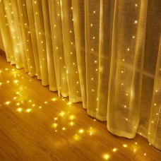 Гірлянда Штора від мережі 300LED на мідному дроті + з'єднувач, Xmas WW-9 (3M*3M) (Теплий білий)