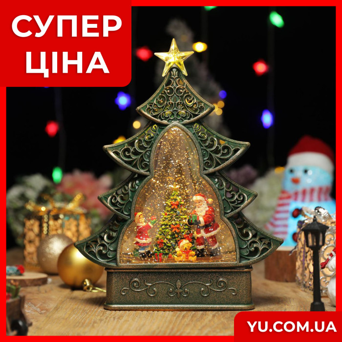Новогодний светильник в виде ёлки c музыкой и падающим снегом XMAS 21019A/B/C/D