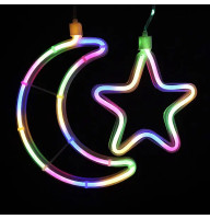 Гірлянда штора "Місяць і Зірки" від мережі 9шт. Copper curtain ball lamp Xmas 9M-1 (3M*0.7M) (Мультиколір)