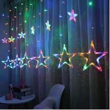 Гірлянда Xmas Star Curtain 12 зірочок (3М*80СМ*50СМ) (Мультиколір)