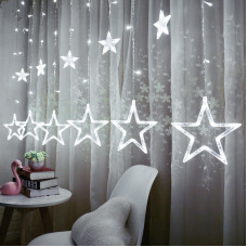Гірлянда Xmas Star Curtain 12 зірочки (3М * 80СМ * 50СМ) (Холодний білий)