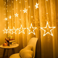 Гирлянда Xmas Star Curtain 12 звездочки (3М*80СМ*50СМ) (Теплый белый)
