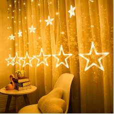 Гірлянда Xmas Star Curtain 12 зірочки (3М * 80СМ * 50СМ) (Теплий білий)