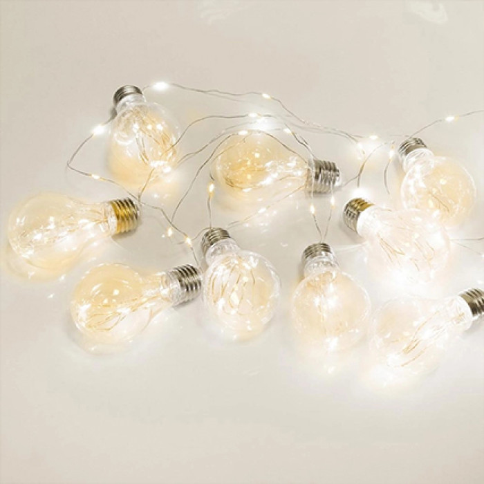 Гірлянда Xmas у вигляді Лампочки 10 LED зі з'єднувачем (2M) (Теплий білий)