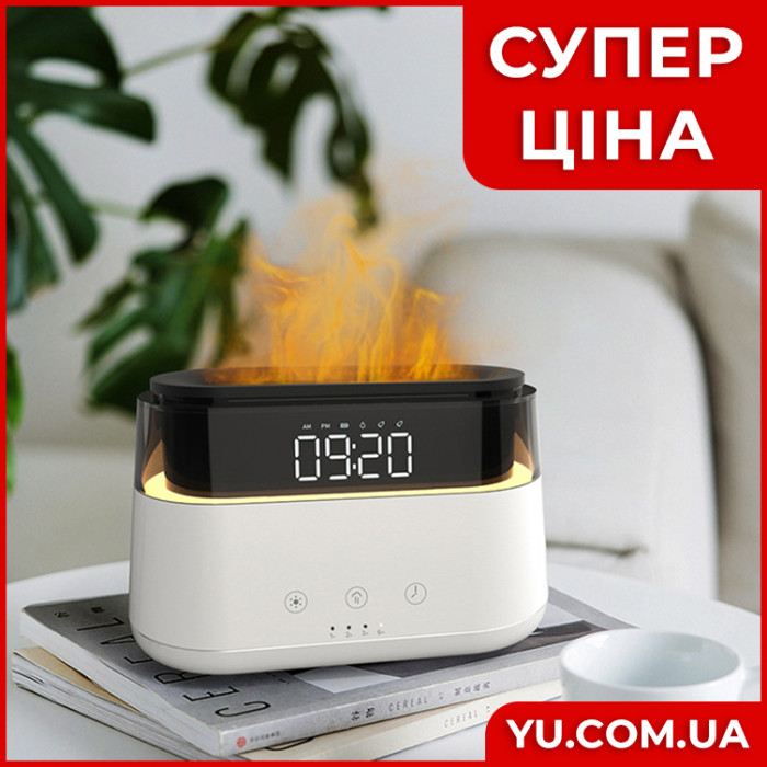 Настольный увлажнитель воздуха 180 мл с подсветкой и часами 55-618