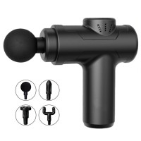 Портативний ручний масажер пістолет з 4 насадками Fascial Gun 8211