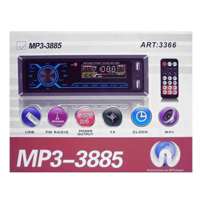 Автомагнітола із сенсорним екраном MP3 3885 ISO 1DIN
