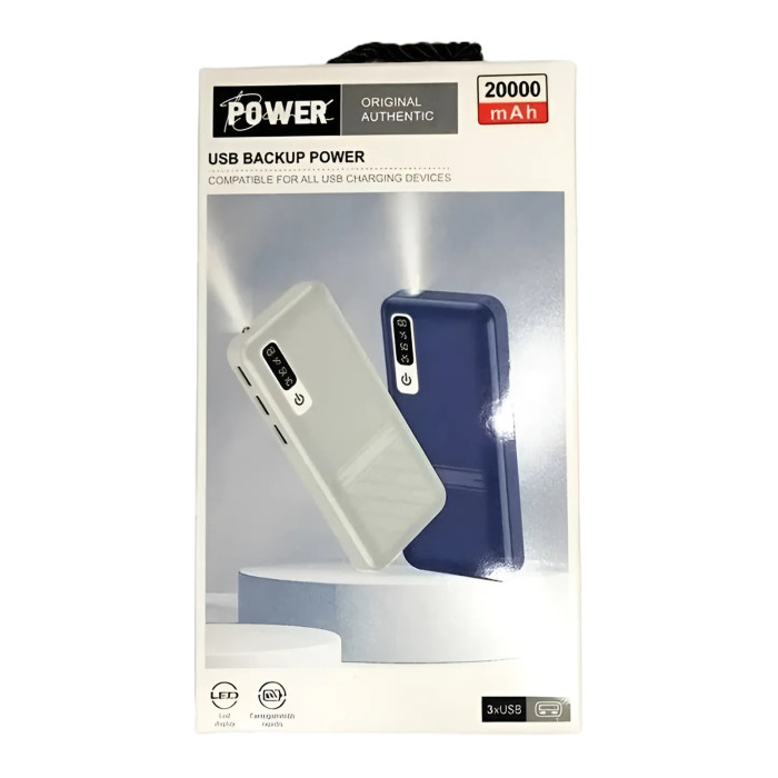 Powerbank з ліхтариком та LCD дисплеєм UN-3103 20000mAh