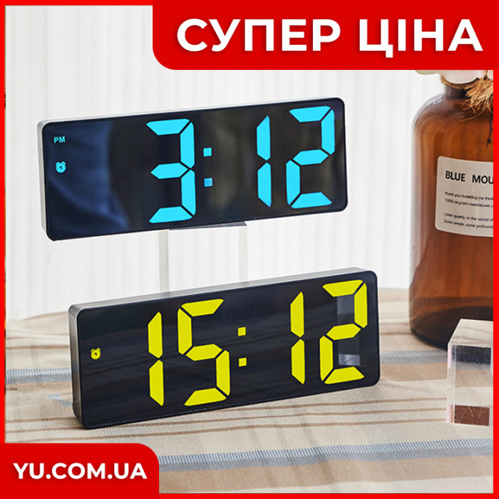 Электронные часы с зеркальным дисплеем, от USB + термометр, VST-898-4  (Зеленый)