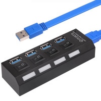 Разветвитель USB-хаб 5-11 на 4 порта USB 3.0 с переключателями