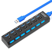 Разветвитель USB-хаб 9-11 на 7 портов USB 3.0 с переключателями