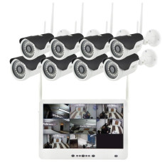 Комплект відеоспостереження бездротовий DVR KIT LCD 13 '' 1308 WiFi 8ch набір на 8 камер