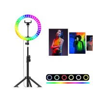 Комплект блогера Кільцева лампа LED RGB SP10 USB 26cm + штатив 2 метри