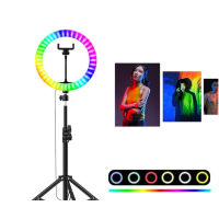 Комплект блогера Кільцева лампа LED RGB SP10 USB 26cm + штатив 2 метри