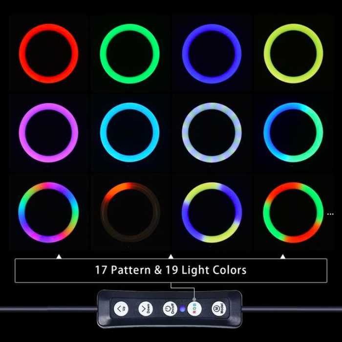 Комплект блогера Кільцева лампа LED RGB SP10 USB 26cm + штатив 2 метри