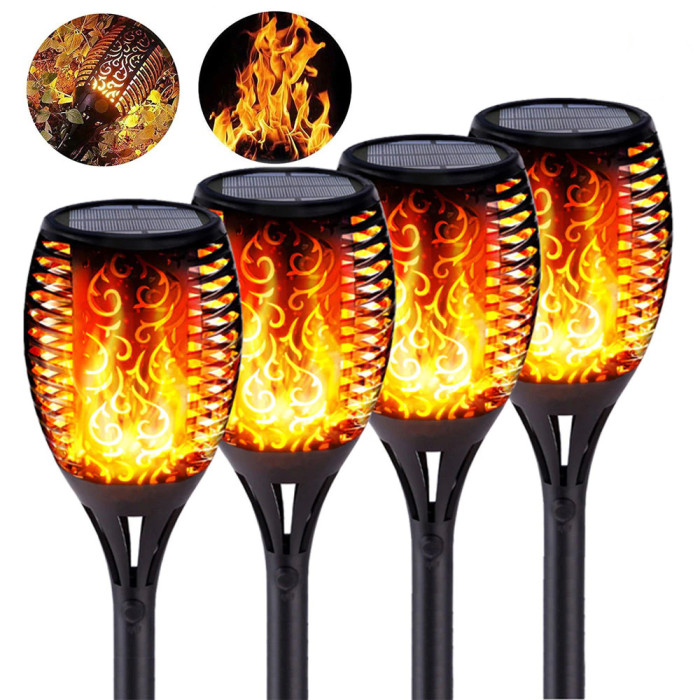Водонепроникний ліхтар 58 см з ефектом полум'я Solar flame led light sensor activated