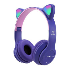 Бездротові навушники з RGB вушками та мікрофоном VZ23 / P47 (Фіолетовий)