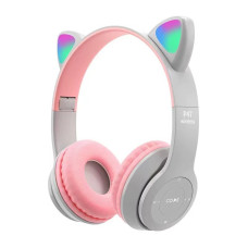 Бездротові навушники з RGB вушками та мікрофоном VZ23 / P47 (Сіро-рожевий)