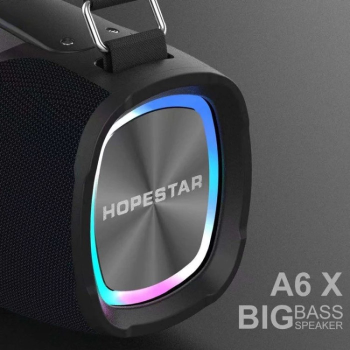 Портативна акустична колонка Bluetooth Hopestar A6X з LED-підсвічуванням та PowerBank