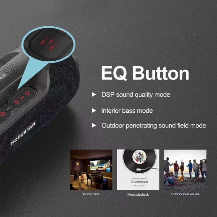 Портативна акустична колонка Bluetooth Hopestar A6X з LED-підсвічуванням та PowerBank