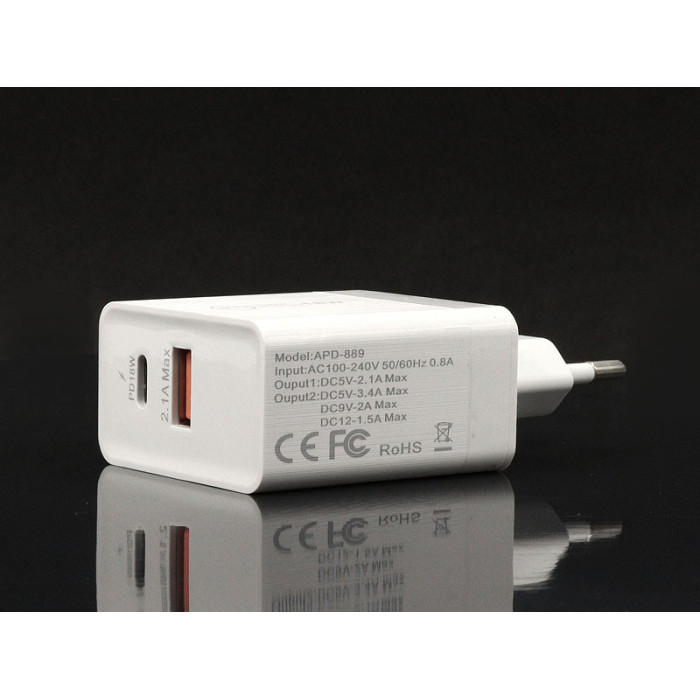 Зарядное устройство 220В Type-C с кабелем Type-C