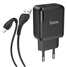 Зарядний пристрій 220В USBx2 з кабелем USB - Lightning Hoco N7 Speedy