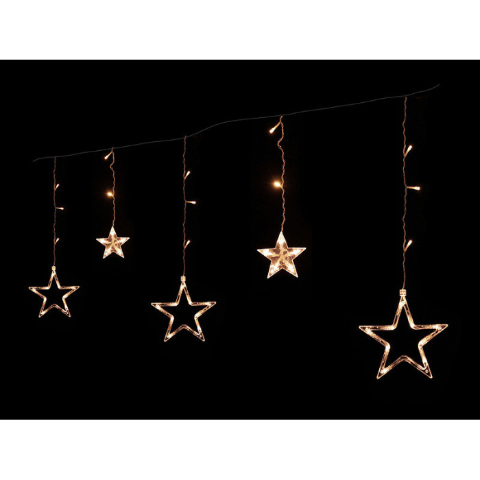 Гірлянда 10 великих зірок прозорий провід Теплий Білий