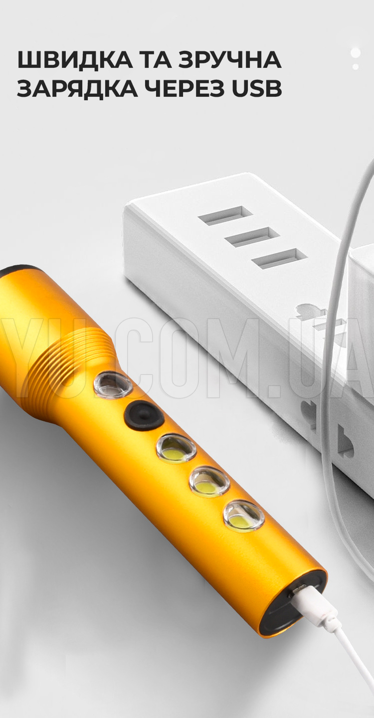 Мощный ручной фонарик с аккумулятором 5W+3COB, usb micro charge/ Светодиодный LED фонарь Мощный ручной фонарик с аккумулятором 5W+3COB, usb micro charge/ Светодиодный LED фонарь