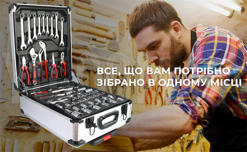 Великий універсальний набір професійних інструментів 408 предметів у валізі на колесах Великий універсальний набір професійних інструментів 408 предметів у валізі на колесах