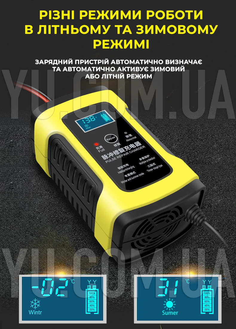 Імпульсний зарядний пристрій автомобільного акумулятора з функцією відновлення АКБ 12V 5A Імпульсний зарядний пристрій автомобільного акумулятора з функцією відновлення АКБ 12V 5A