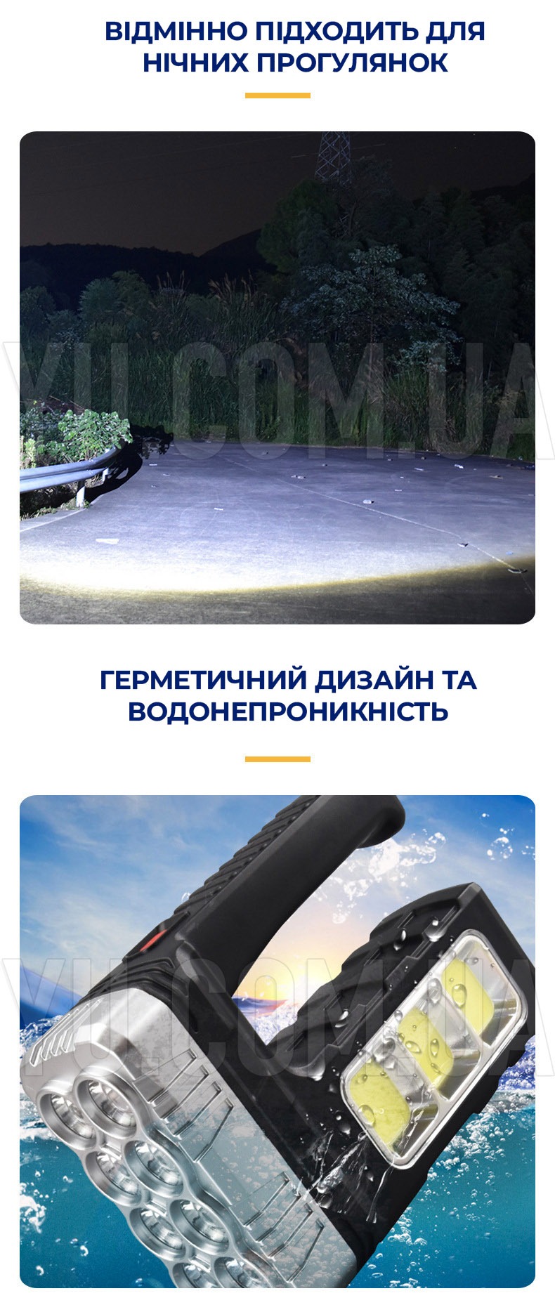 Фонарик ручний акумуляторний на солнечній батареї з функцією Power Bank Solar Energy 7701-A XPE+COB
