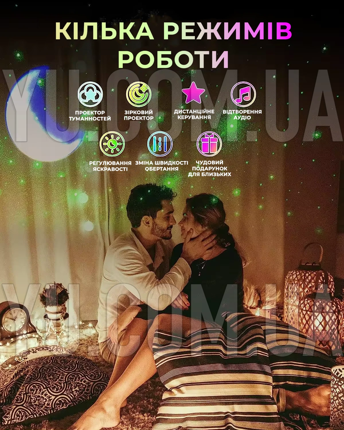 Ночник лазерный проектор космонавт с Bluetooth колонкой и пультом ДУ
