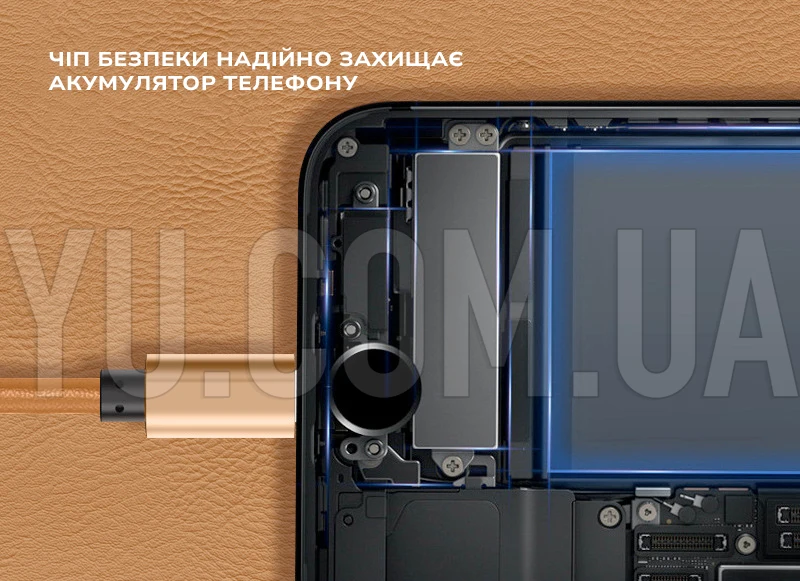 Кабель для заряджання телефонів USB - Lightning у шкіряному обплетенні, довжина 1 метр Кабель для заряджання телефонів USB - Lightning у шкіряному обплетенні, довжина 1 метр