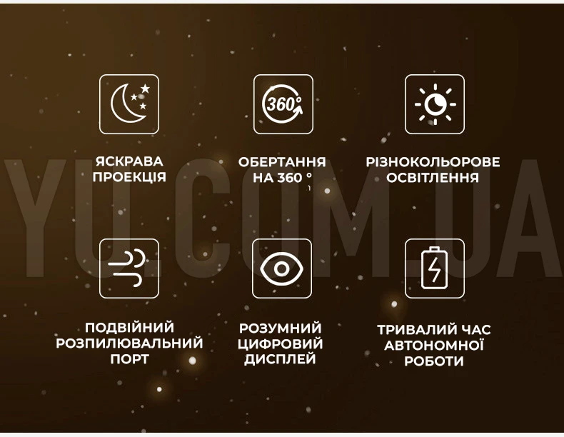 Увлажнитель воздуха-ночник проекционный 1200 mAh, контейнер 1,21 л, STARRY SKY 908C ночник проектор звездного неба