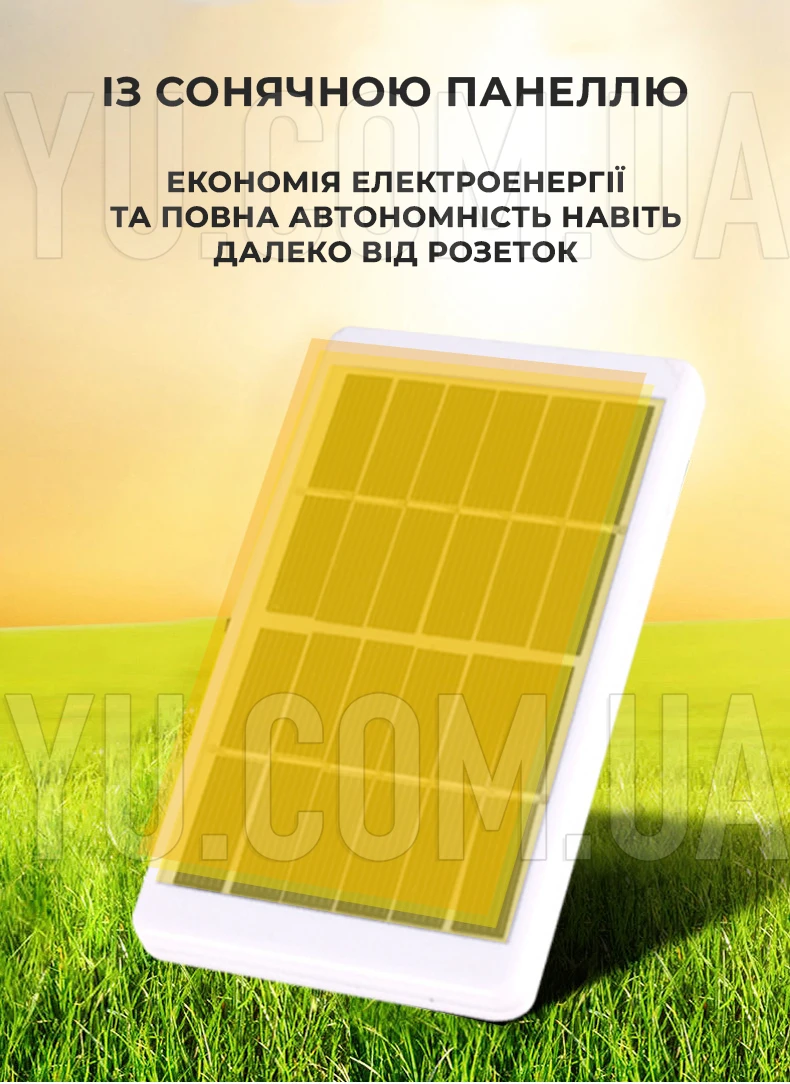 Лампа діодна акумуляторна Bailong BK-700T 73 см USB із сонячною панеллю Лампа діодна акумуляторна Bailong BK-700T 73 см USB із сонячною панеллю