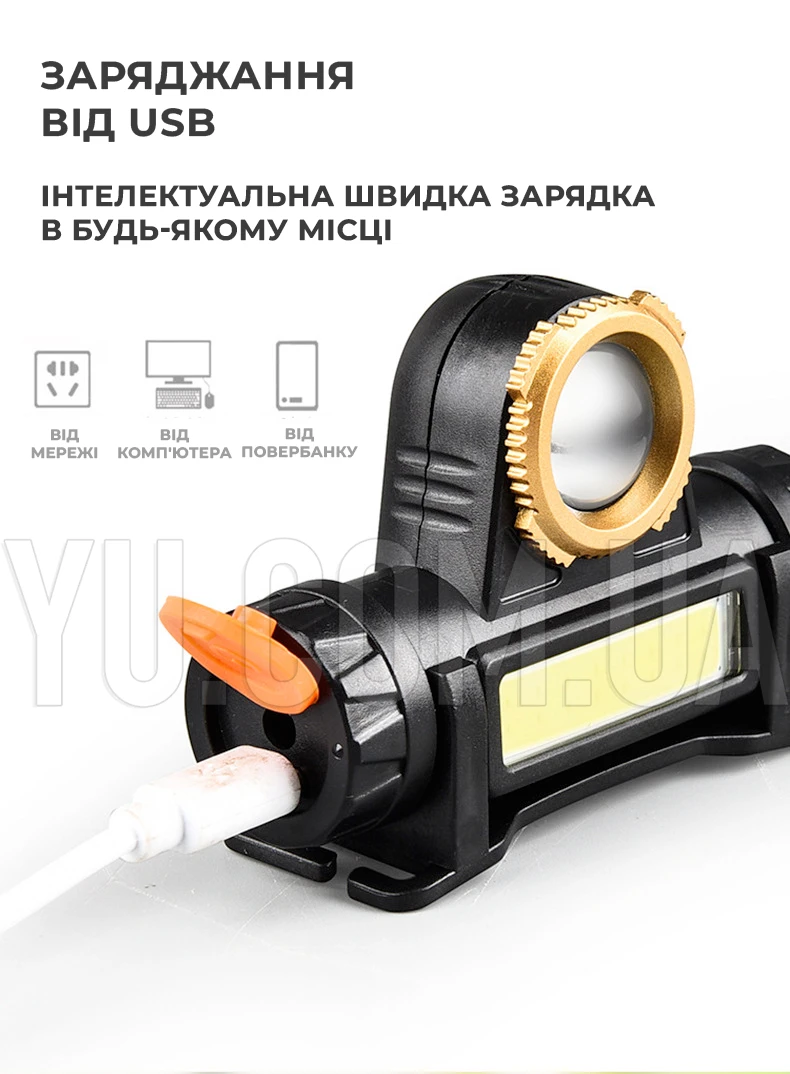 Ліхтар налобний акумуляторний Bailong BL-101A XPE+COB Ліхтар налобний акумуляторний Bailong BL-101A XPE+COB