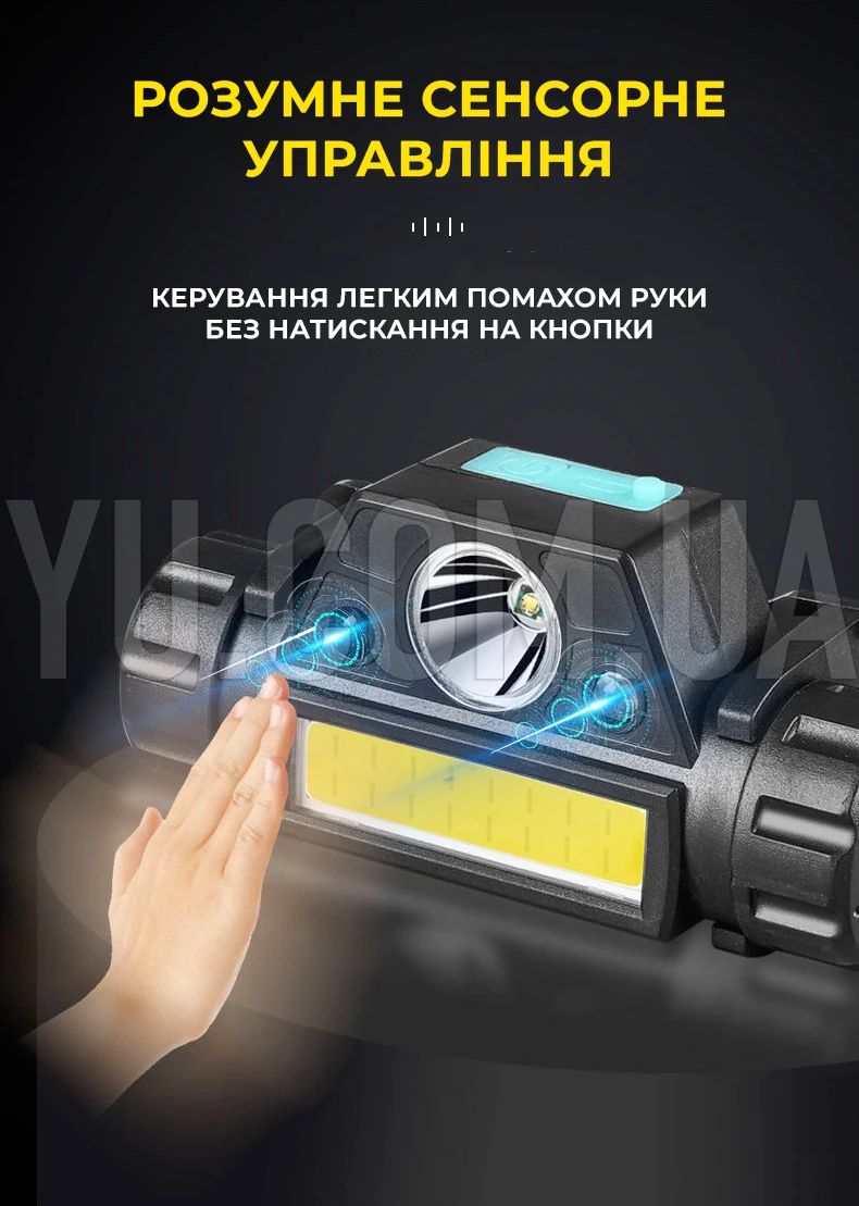 Налобний ліхтар BL-1898 SENSOR акумуляторний зарядка від USB Налобний ліхтар BL-1898 SENSOR акумуляторний зарядка від USB