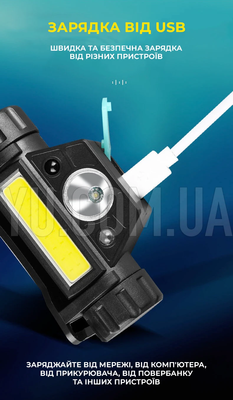 Налобний ліхтар BL-1898 SENSOR акумуляторний зарядка від USB Налобний ліхтар BL-1898 SENSOR акумуляторний зарядка від USB