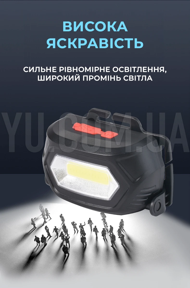 Налобний ліхтар на акумуляторі 1200мАч BL-203 COB з USB-зарядкою Налобний ліхтар на акумуляторі 1200мАч BL-203 COB з USB-зарядкою