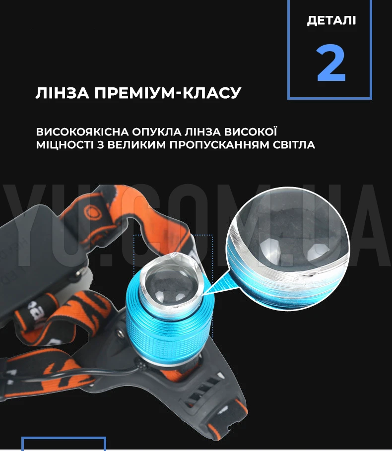 Акумуляторний ліхтар налобний ліхтарик Bailong BL-2199-T6 з фокусуванням (чорний)