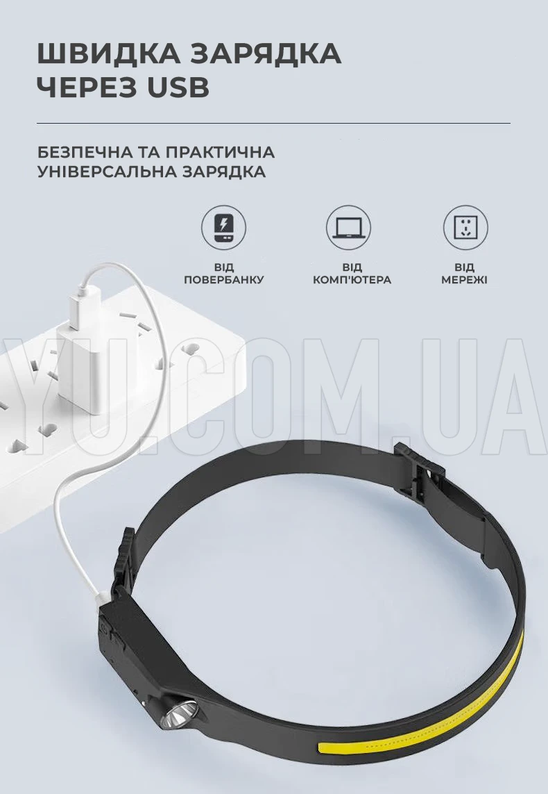 Ліхтар налобний універсальний акумуляторний BL-G28 XPE+COB Sensor з датчиком руху Ліхтар налобний універсальний акумуляторний BL-G28 XPE+COB Sensor з датчиком руху