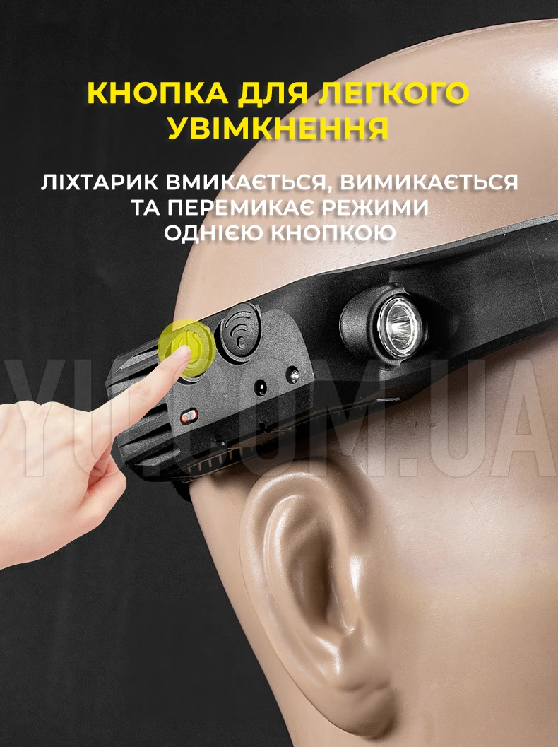 Ліхтар налобний BL-W689-2 LM+2COB (white+yellow), сенсорний, Li-ion акумулятор, USB Ліхтар налобний BL-W689-2 LM+2COB (white+yellow), сенсорний, Li-ion акумулятор, USB