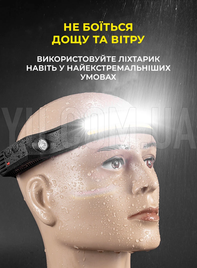 Ліхтар налобний BL-W689-2 LM+2COB (white+yellow), сенсорний, Li-ion акумулятор, USB Ліхтар налобний BL-W689-2 LM+2COB (white+yellow), сенсорний, Li-ion акумулятор, USB
