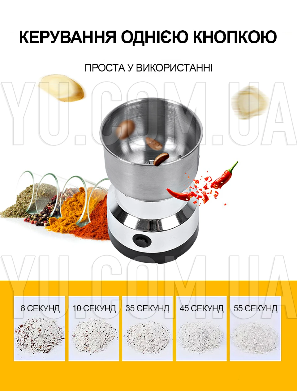 Кавомолка електрична 220В 300Вт BITEK BT-7113 подрібнювач Кавомолка електрична 220В 300Вт BITEK BT-7113 подрібнювач