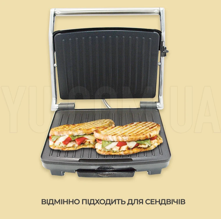 Електрогриль притискний Crownberg CB-1067 антипригарне покриття 2000 Вт Електрогриль притискний Crownberg CB-1067 антипригарне покриття 2000 Вт