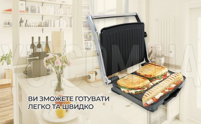 Електрогриль притискний Crownberg CB-1067 антипригарне покриття 2000 Вт Електрогриль притискний Crownberg CB-1067 антипригарне покриття 2000 Вт