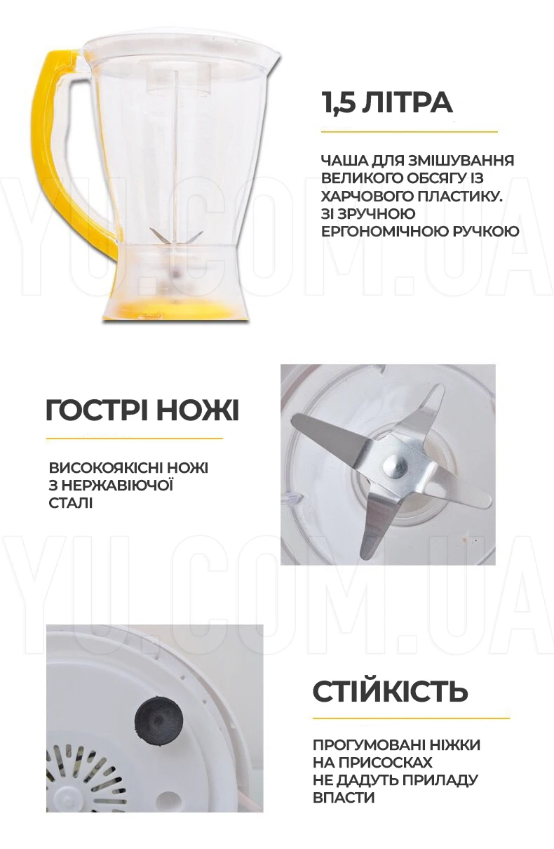Блендер стационарный Su Tai ST-1731 с чашей на 1,5 литра 3 режима скорости 450W Блендер стационарный Su Tai ST-1731 с чашей на 1,5 литра 3 режима скорости 450W