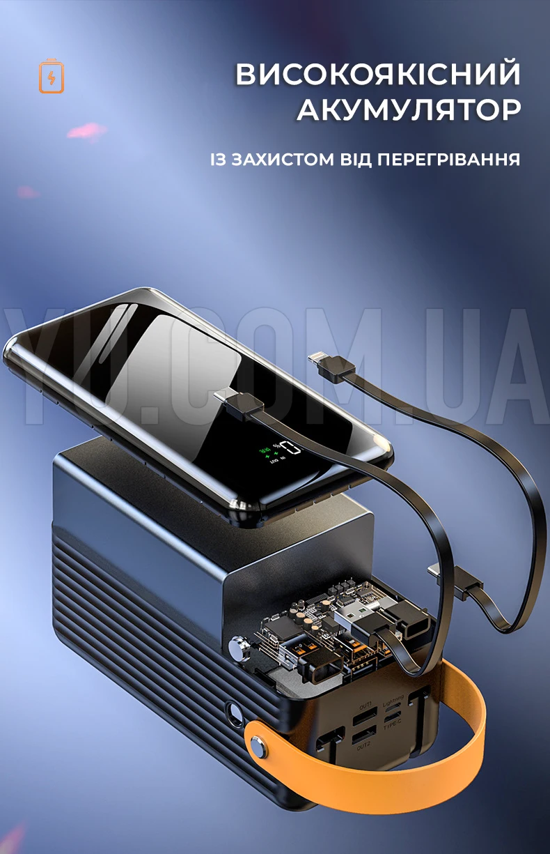 Повербанк 60000мАч зі швидкою зарядкою DX-103S для смартфона, ноутбука 22.5W з ліхтариком Повербанк 60000мАч зі швидкою зарядкою DX-103S для смартфона, ноутбука 22.5W з ліхтариком