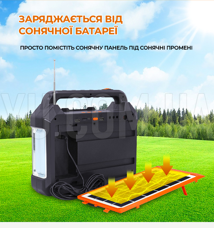 Фонарь PowerBank EP-0158 радио/bluetooth с солнечной панелью мощность 6V/3W Фонарь PowerBank EP-0158 радио/bluetooth с солнечной панелью мощность 6V/3W