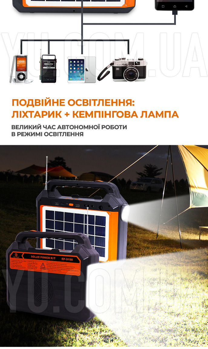 Фонарь PowerBank EP-0158 радио/bluetooth с солнечной панелью мощность 6V/3W Фонарь PowerBank EP-0158 радио/bluetooth с солнечной панелью мощность 6V/3W